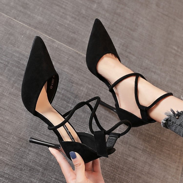 High Heels for Women, Stiletto Heel 10cm, Versatile, Sexy Pointed Toe, 2026 Spring New Style, Internet Celebrity Style, Cross-Strap Single Shoes