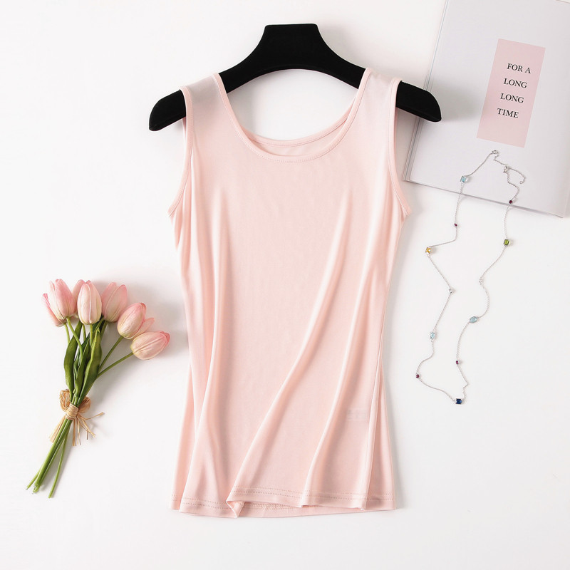 Knitted silk camisole women's summer short slim mulberry silk sleeveless top bottoming shirt loose outer wear large size