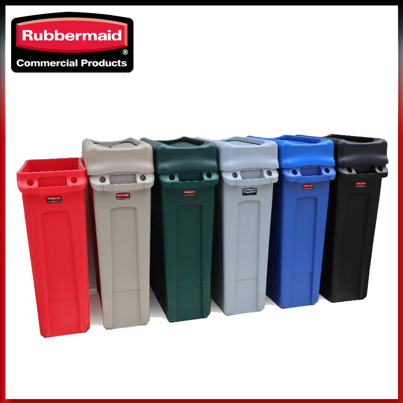 Rubbermaid 60L Trash Can with Lid and Ventilation Duct, Commercial and Practical, Classified for Recyclable Items