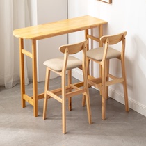 Solid wood bar table and chair combination against the wall high table household partition bar creative living room simple small bar