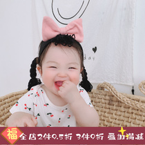Korean version of male and female baby tweeted braid bow hair with twist wig braid Neha cute baby newborn