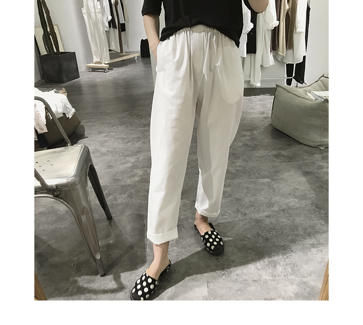 Quần cotton chín mùa xuân hè hè phiên bản Hàn Quốc của quần thun thun quần lọt khe quần âu cao eo cao - Quần Harem quần nữ cá tính