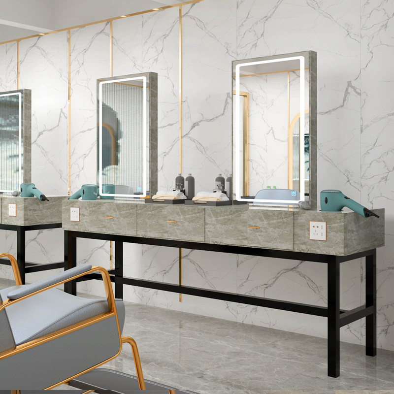 Haircut beauty perm dye Zhuo mirror table touch with lamp crystal table double-sided floor-to-ceiling anti-splashing makeup mirror