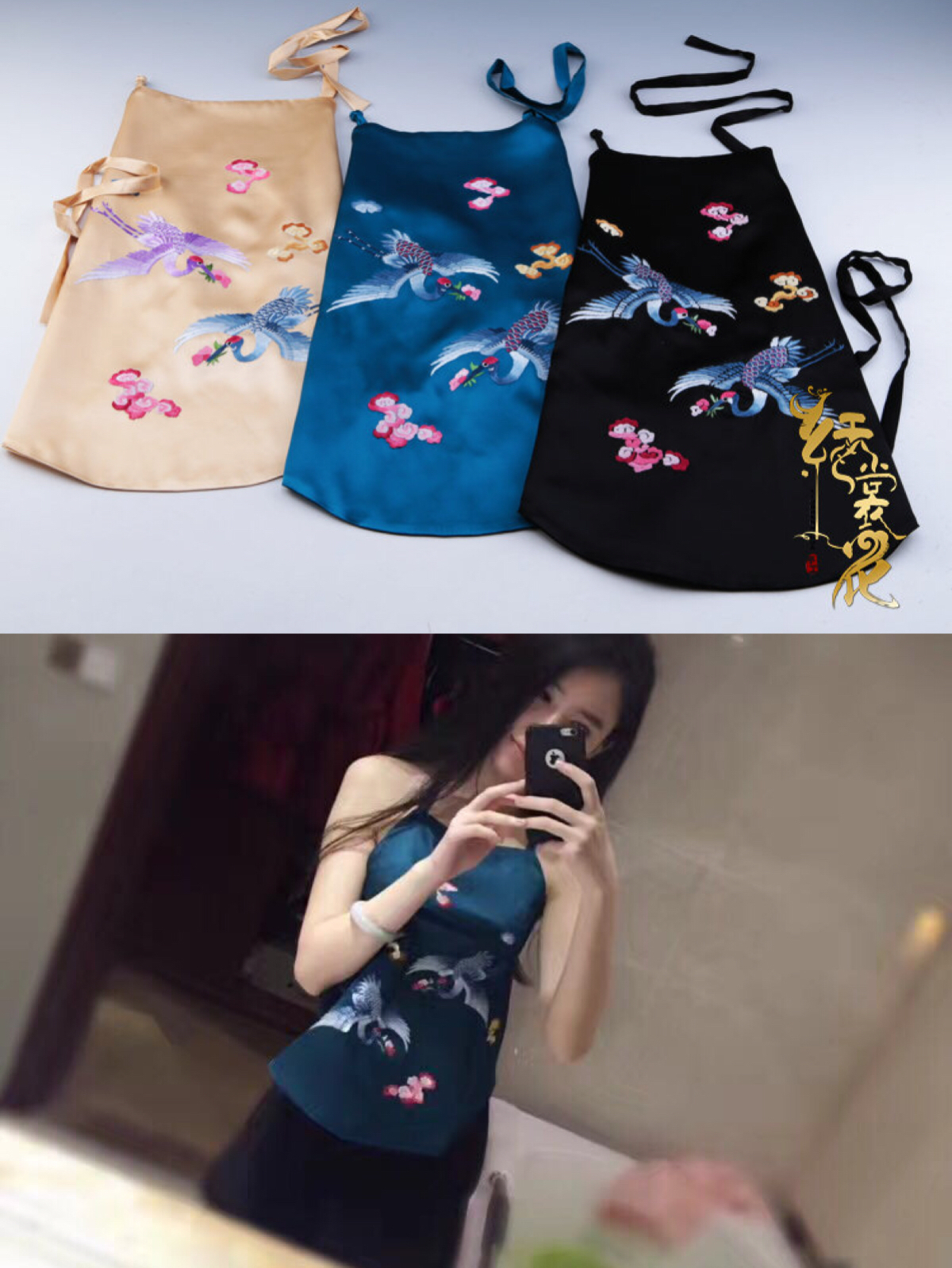 Thêu váy hoa thêu lụa 100% lụa thêu tay tạp dề người lớn lady đóng sexy đồ lót retro bộ ngủ lụa
