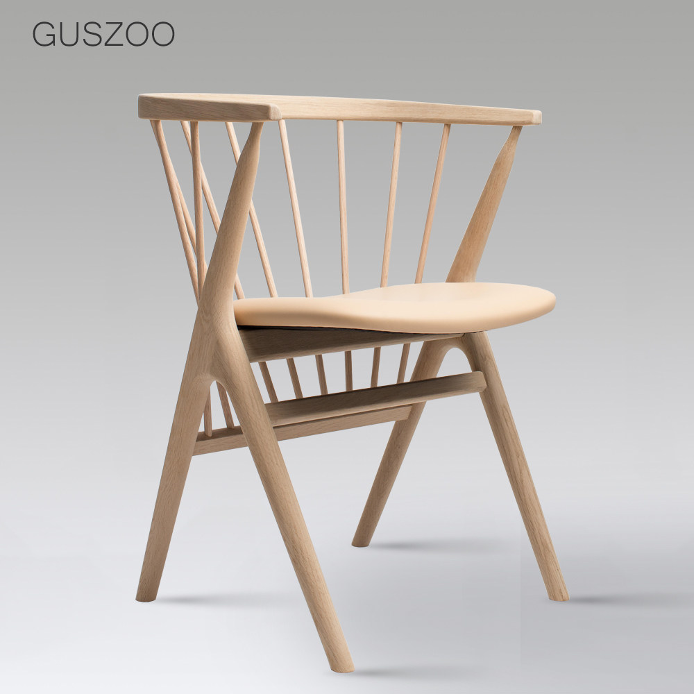 Nordic solid wood dining chair home Sibast No 8 leather chair ins net red chair Danish designer back chair