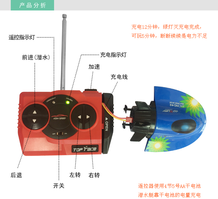 Sạc sáng tạo điều khiển từ xa tàu ngầm hạt nhân tàu ngầm du thuyền tốc độ chèo thuyền điều khiển từ xa thuyền cậu bé đồ chơi điện đồ chơi em bé