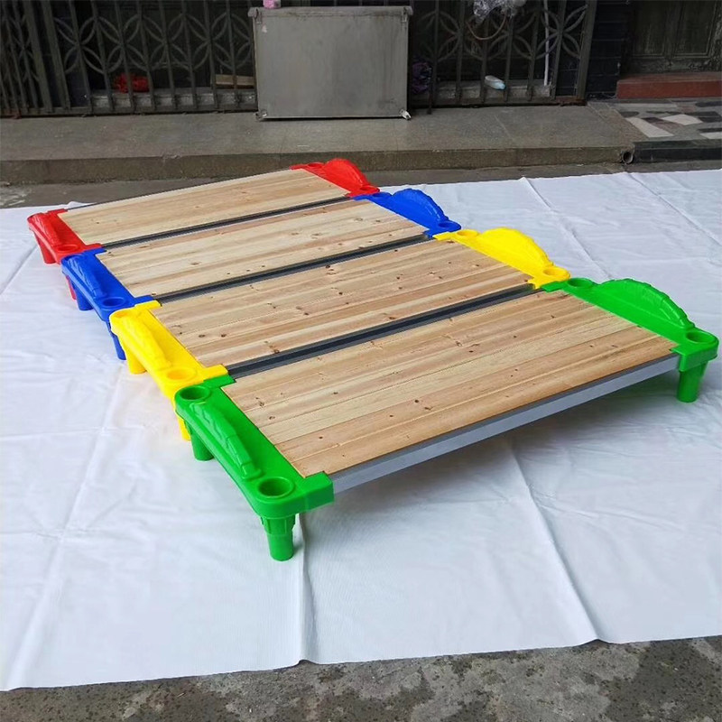 Kindergarten Bed Lunch Bed Stack Folding Bed Care Midday Bed Rest Bed Toned Solid Wood Bed Zhangzi Pine Four Floors Push-and-pull Bed