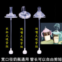 ipearl Aibel square wide-caliber bottle universal baby pacifier integrated duckbill water cup straw accessories