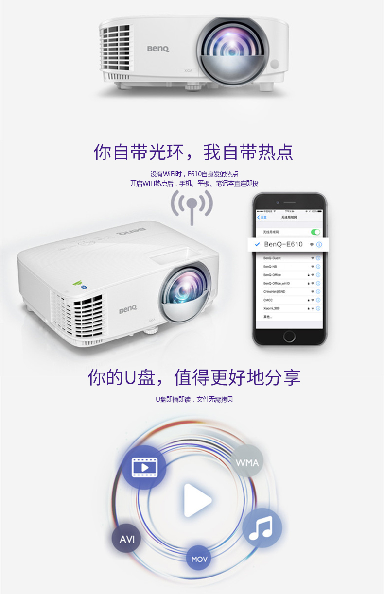 Máy chiếu siêu ngắn Benq BenQ Máy chiếu siêu rộng MW632ST Máy chiếu HD gia đình Blu-ray 3D HD máy chiếu tiêu cự ngắn không dây WiFi đầu tư trực tiếp ban ngày 4K - Máy chiếu
