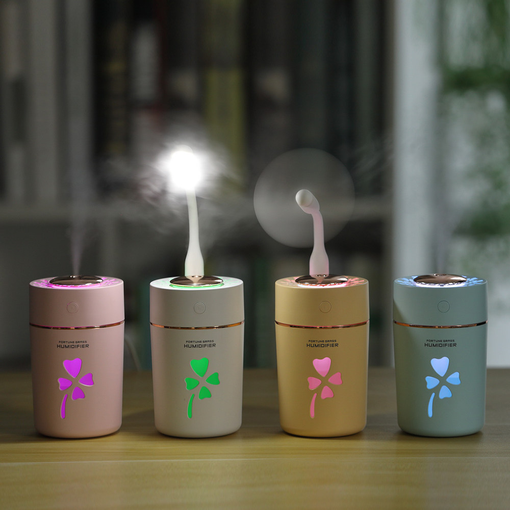 New Lucky Grass Humidifiers USB Seven Colored Lights On-board Desktop Air Atomizer Multifunction Silent Humidifiers