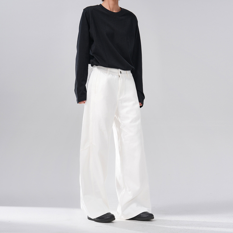 Nanri Kelang Wide-Leg Work Pants 2026 New Style Petite Cleanfit Straight White Jeans Autumn Nanri Kelang Wide-Leg Work Pants 2026 New Style Petite Cleanfit Straight White Jeans Autumn