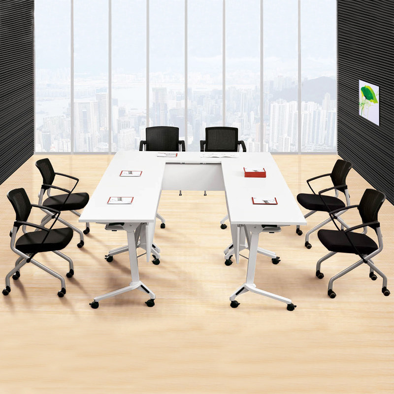 Mobile folding training table long long table folding table conference table long table simple desk with wheels training table