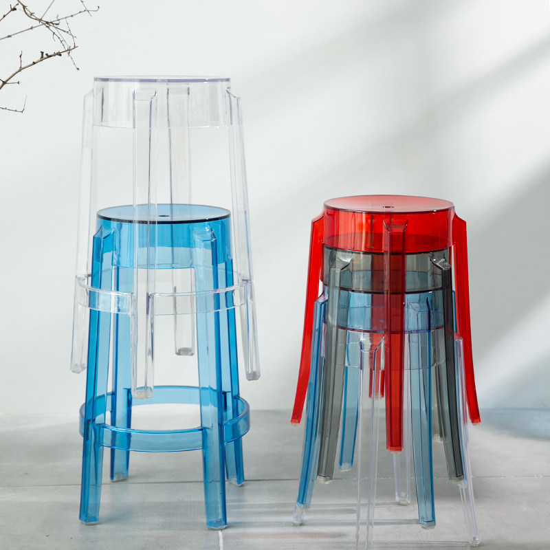 Bar Stool Transparent Crystal Ghost Bar Chair Plastic High Foot Chair KTV Bar High Bench High Footstool
