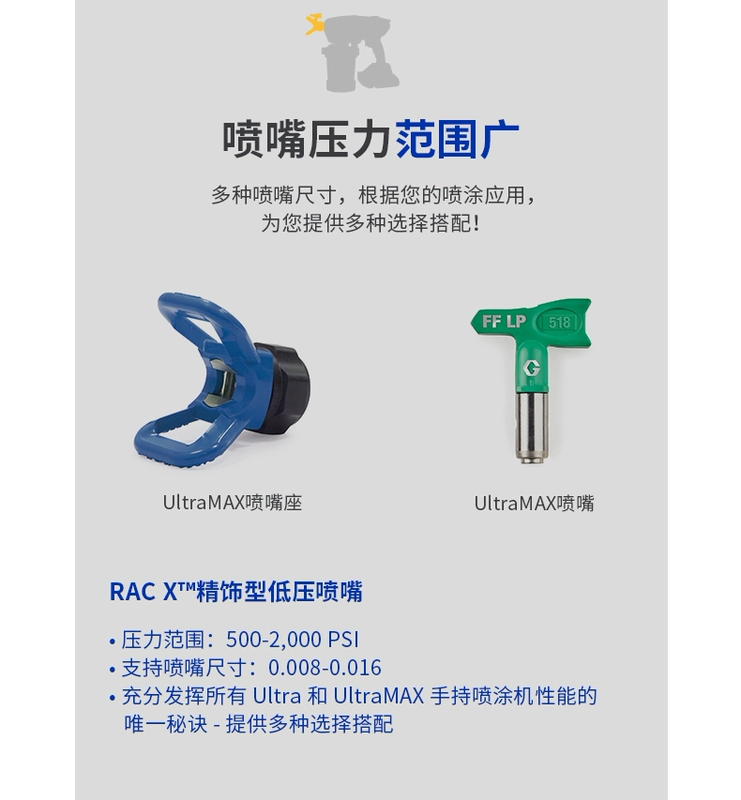 Máy phun điện cầm tay GRACO airless của Mỹ 17N225 sơn gốc dung môi/dễ cháy đồng hồ đo áp suất thủy lực