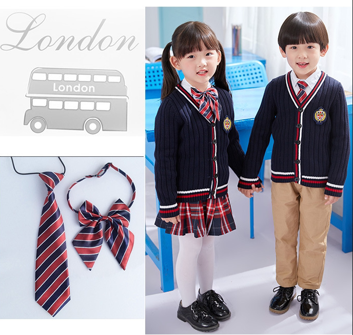 Spring Autumn Season College Wind Class Clothes Children's Class Clothes Three Sets Kindergarten Garden Clothes Elementary School Children School Uniforms Ingléo Custom