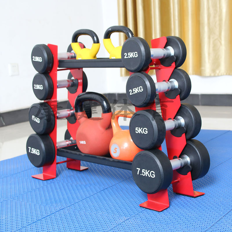Dumbbell shelf home double-layer professional kettlebell rack bracket support multi-functional small display room fitness equipment