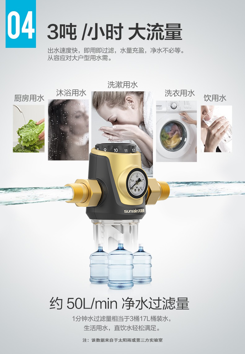 太阳雨 家用前置过滤器 3T/h 大通量 图9