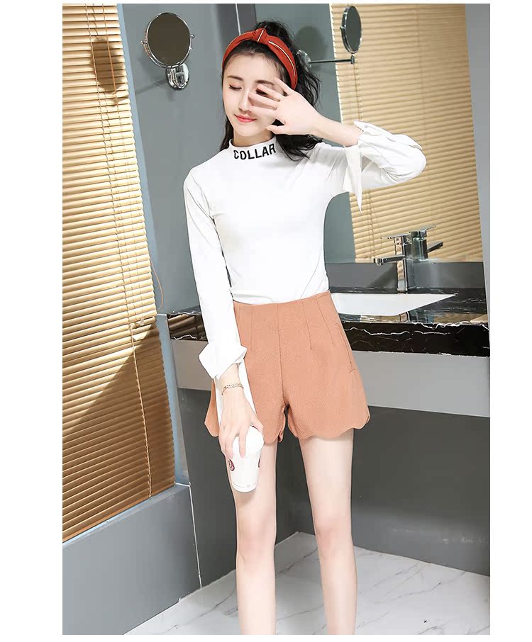 Cool aga mùa thu thời trang mới màu rắn hoang dã xu hướng đơn giản chất liệu quần short 1522 quần áo nữ