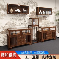 New Chinese style solid wood jewelry display cabinet glass display cabinet jade jewelry boutique shelf display cabinet island wall cabinet