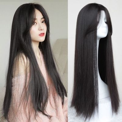 taobao agent Wig female long straight hair, long hair net red eight characters, bangs, fashion fluffy natural wigs, full heads, full head