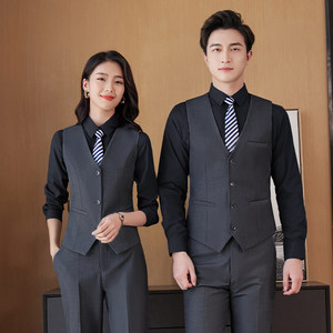 Professional Vest Suit for Women, Gray Suit, Hotel Catering Front Desk Cashier, Waiter Work Clothes, Bank Work Clothes