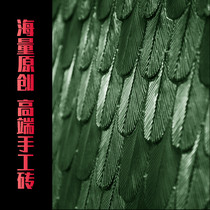 Peacock feather brick Nordic dark green kitchen bathroom wall tile bathroom background wall tile B & B restaurant design sense