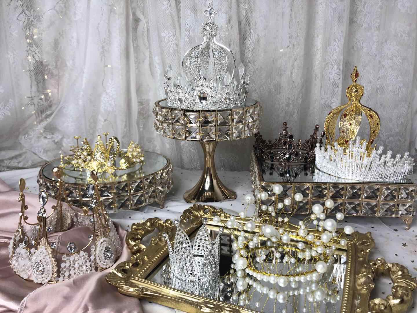 (Summarization) Crown Cake Decoration Wedding Noble Princess Nemesis Net Red Identical LUXURIOUS CRYSTAL DIAMOND CROWN