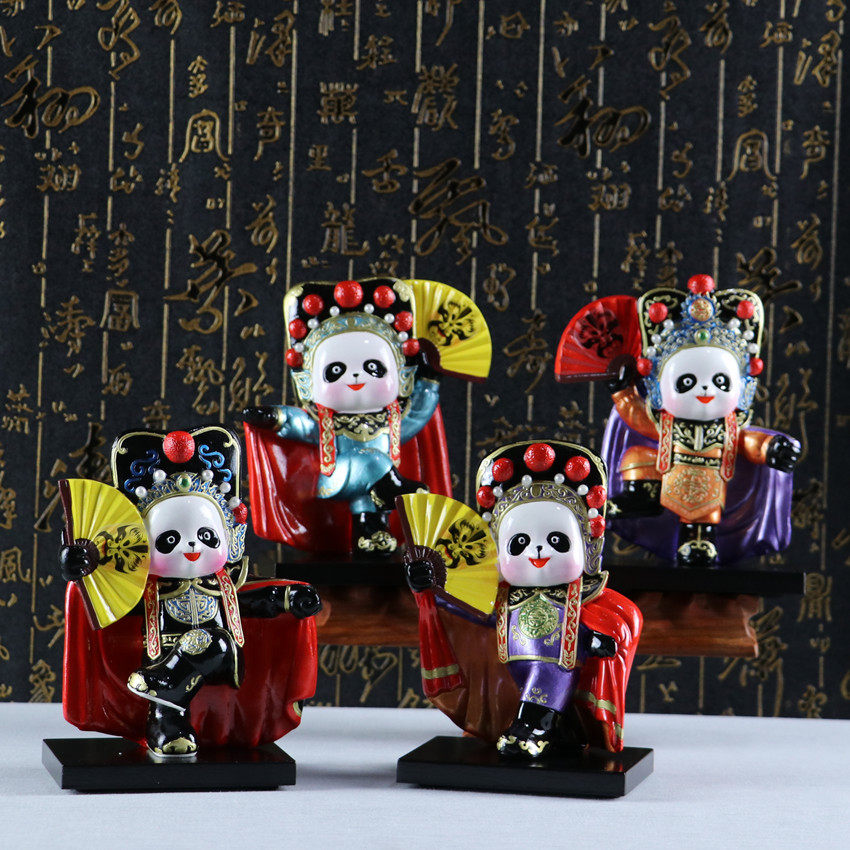Genuine Sichuan Opera Changing Face Panda Doll Pendulum Painted Ceramic Book House Swing Desk Overseas Gift Chengdu Memorial