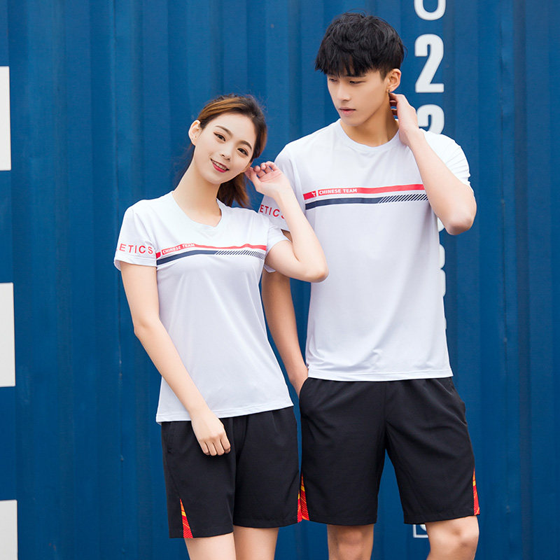 Summer sports T-shirt suit Men's and women's short sleeves Students track and field physical examination examination Sports examination Special morning run running