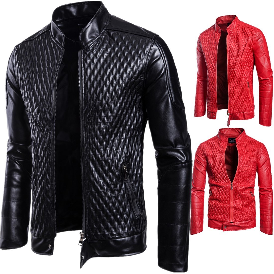 New men autumn pu jacket man casual leather coats