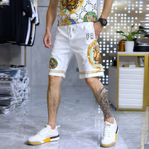 European Station 2021 Summer New Tide Brand Mens Slim European Leopard Digital Print Casual Shorts Beach Pants