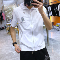 European station 2021 summer new mens Tide brand coat slim Lafayette printing hot diamond thin hooded jacket