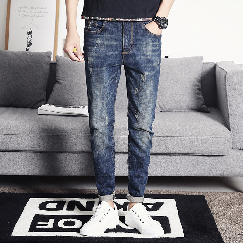 Tide brand autumn men's jeans 2018 new casual pants pencil pants Korean version trendy slim pants men's thin section