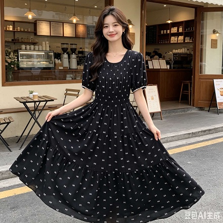 001-100 Summer Slimming Gentle Style Oversized Skirt Fashionable and Elegant Floral Dress Yj