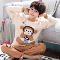 Kids Pajamas Men Spring Autumn Long Sleeve 100% Cotton Boys Middle Large Kids Cartoon Boys Baby Home Clothing Kids Sets