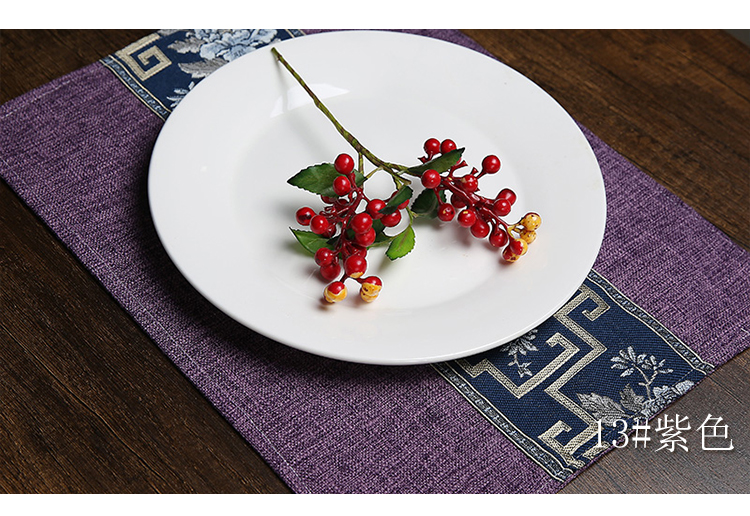 Ruy băng hai lớp Trung Quốc Bông và vải lanh placemat Chống vảy cách nhiệt Vải placemat Coaster Bàn Mat Pad Pad Trà bát Bát Mat khăn bàn ăn