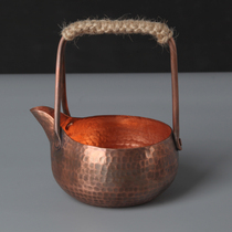 Jingdezhen copper roasted tea pot open fire heated roasted tea ware hand-hammered Japanese style Cup dry roasted tea