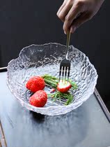 Japanese-style glass fruit plate modern creative salad plate thickened hammer grain household snack candy plate refreshment dried fruit plate