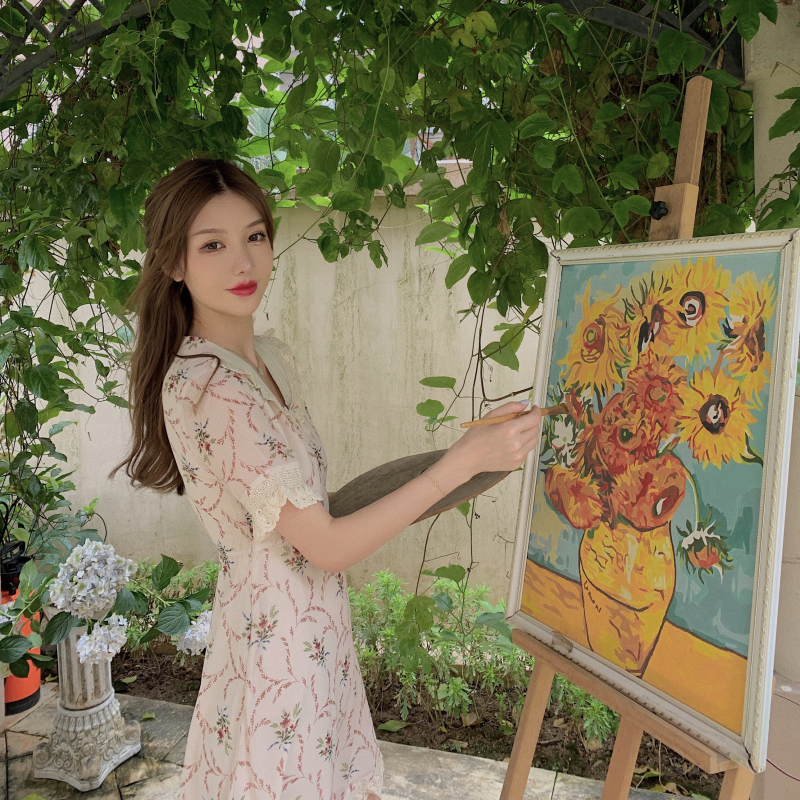 DRESS CANTIK KOREA - FLORAL SUMMER DRESS - CHIFFON DRESS