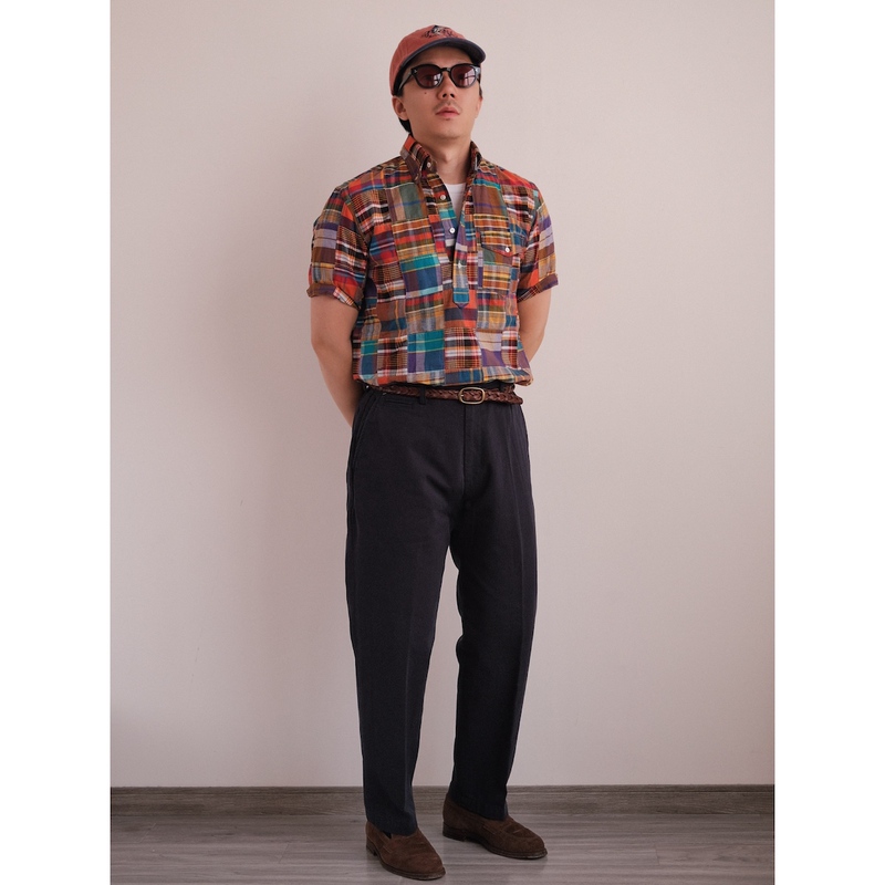 Safari Officer Pants｜Nissan Salt-Shrunk Pima Cotton｜Loose Straight-Leg Wrinkle-Free Officer Khaki Pants