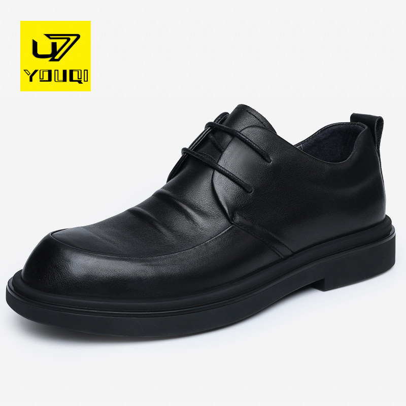 U7 brand leather shoes men's leather 2022 new trend soft bottom casual business black leather shoes men's top layer leather shoes