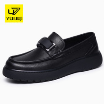 U7 brand leather shoes 2023 new leather soft - noodle soft - nosed shoes men leisure with a head - layer bull shoes