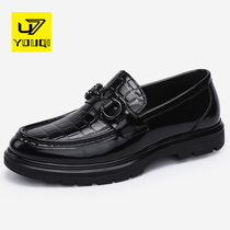 U7 brand mens shoes 2023 new trend leather soft soles men leisure business English header bull leather shoes male
