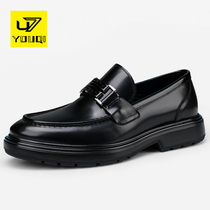 U7 brand leather shoes 2023 new leather trend thick soles of the British wind casual business dress male shoes