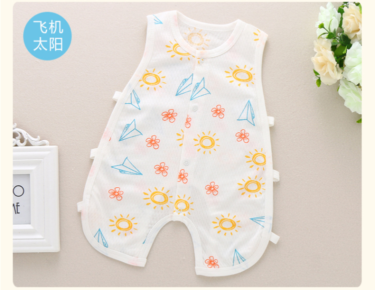 Quần áo trẻ em siêu mỏng mùa hè bé không tay jumpsuit sơ sinh vest quần áo net lưới hollow romper áo khoác dày cho bé mùa đông