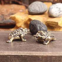 Retro pure copper brass three-legged golden Chan Feng Shui Lucky Seven Star Golden Toad solid small ornaments handlebars pendant tea pet