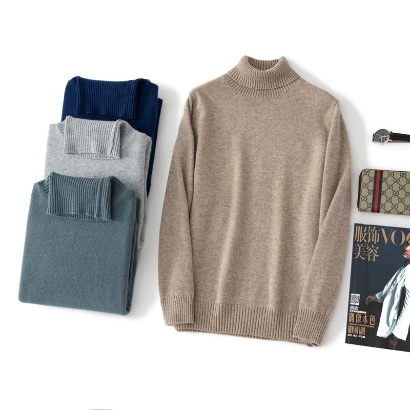 High-collar cashmere sweatshirt for men's cashmere sweater sweater for leisure 100 hitch a high turnover of wool to bottom autumn and winter