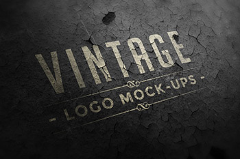 经典的有裂痕的logo设计效果展示样机 Vintage Logo Mock-ups