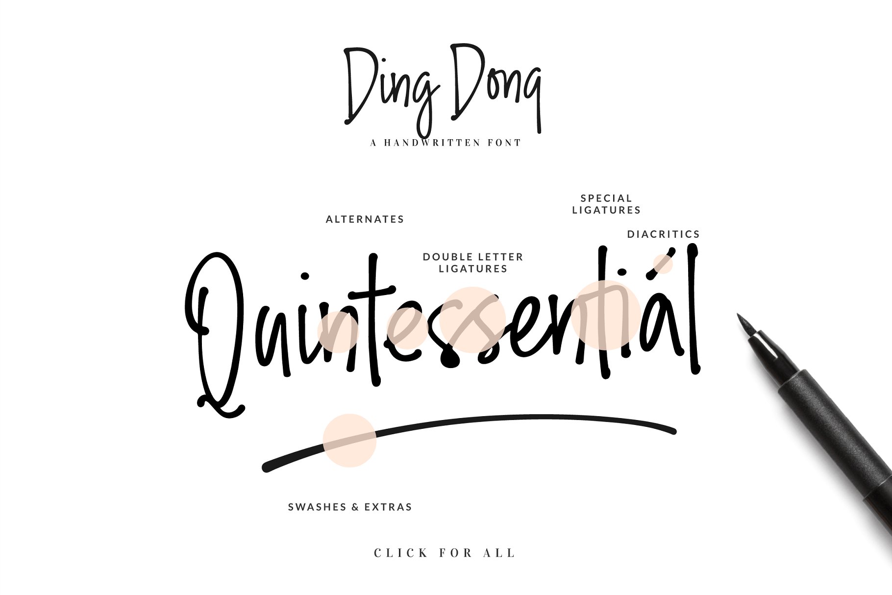 流畅的手绘字体 Ding Dong Handwritten Font + Logos设计素材模板