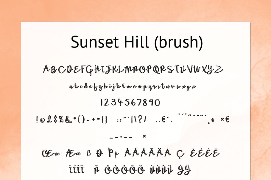 漂亮的手绘字体 Sunset Hill Brush Font Bundle设计素材模板